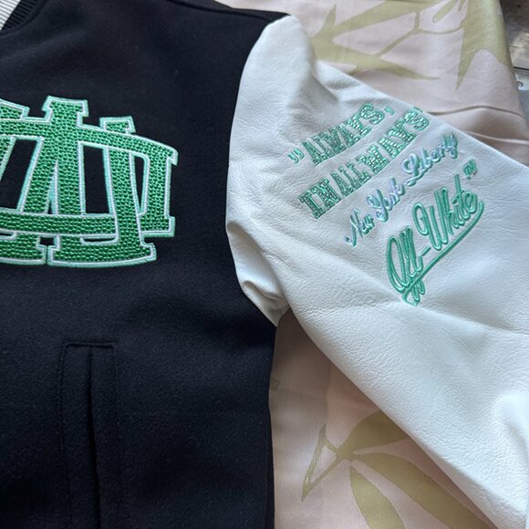 Crocodile Wool Leather Varsity Jacket - Picture 6 of 12